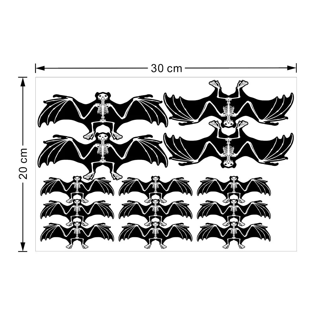 Halloween Decorative Stickers Bat Luminous Haunted House Ghost Festival Scene Props Horror Stickers Wall Stickers