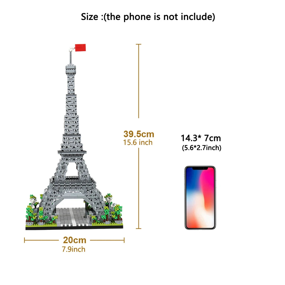 Eiffel Tower Paris Architectural Micro Mini Model Building Blocks Toy : Enhance Your Office Decor, Boost Hand Skills Gift