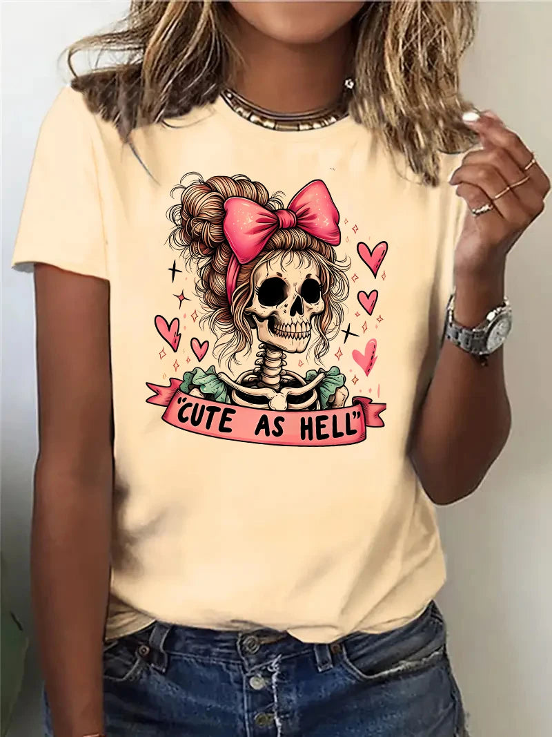 Skeleton Print Short Sleeve T Shirt