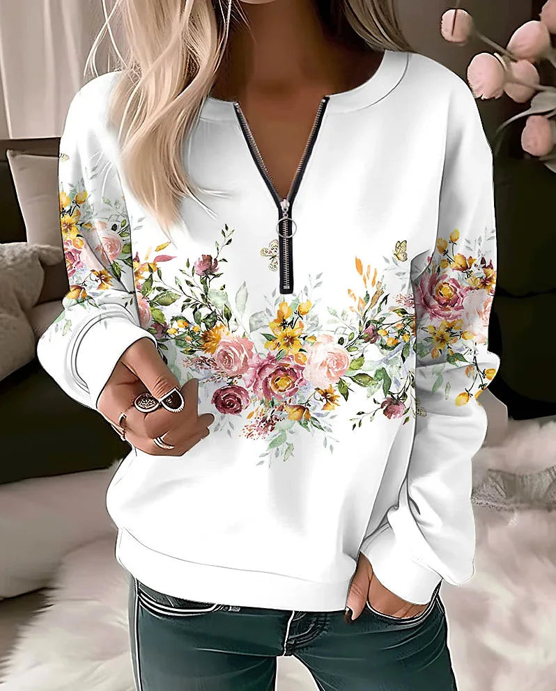 Women's Hoodies Women Fashion Floral Hoodies Flower Painting Sweatshirt