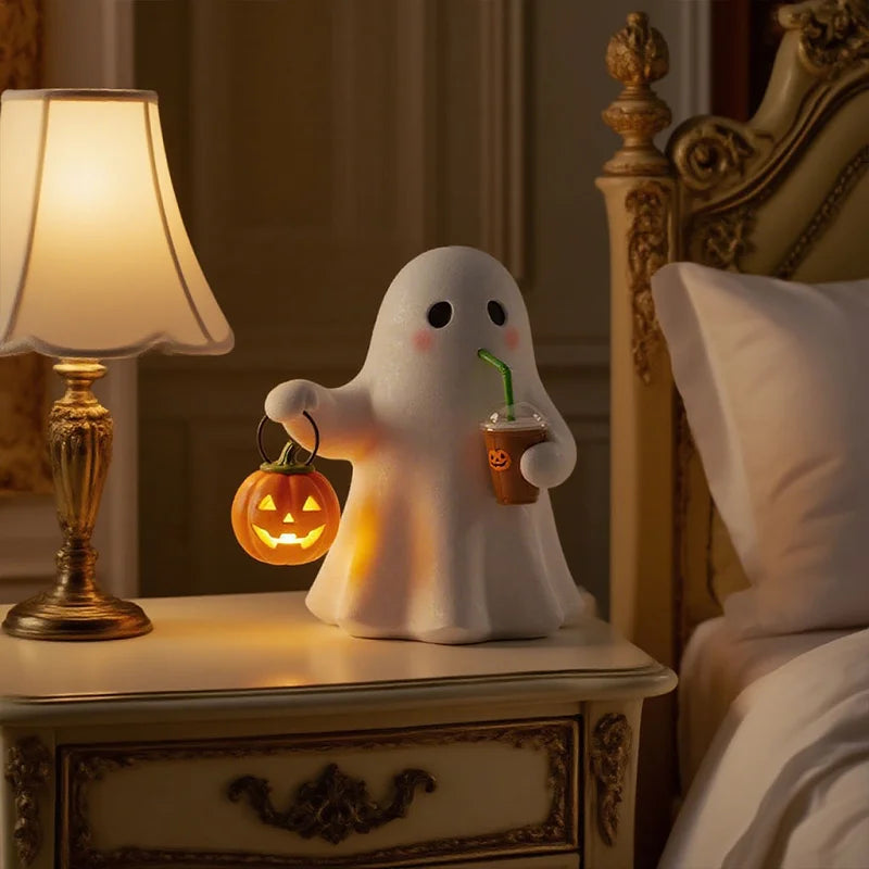 3D LED Ghost Night Light Halloween Ornament Figurine Small Table Lamp For Indoor Halloween Decorations Cute Cartoon Kid Gifts
