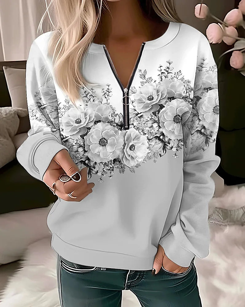 Women's Hoodies Women Fashion Floral Hoodies Flower Painting Sweatshirt