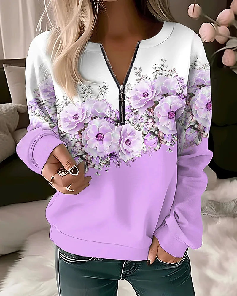 Women's Hoodies Women Fashion Floral Hoodies Flower Painting Sweatshirt