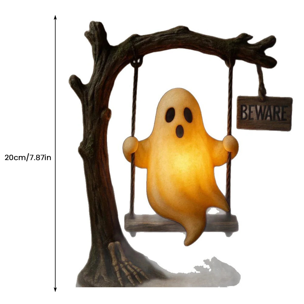3D LED Ghost Night Light Halloween Ornament Figurine Small Table Lamp For Indoor Halloween Decorations Cute Cartoon Kid Gifts