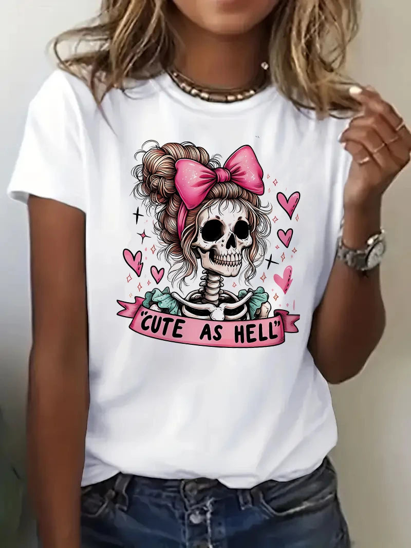 Skeleton Print Short Sleeve T Shirt