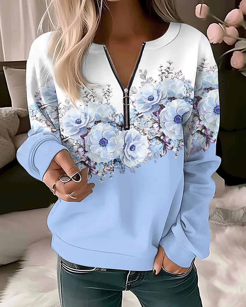 Women's Hoodies Women Fashion Floral Hoodies Flower Painting Sweatshirt
