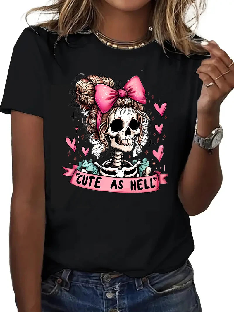 Skeleton Print Short Sleeve T Shirt