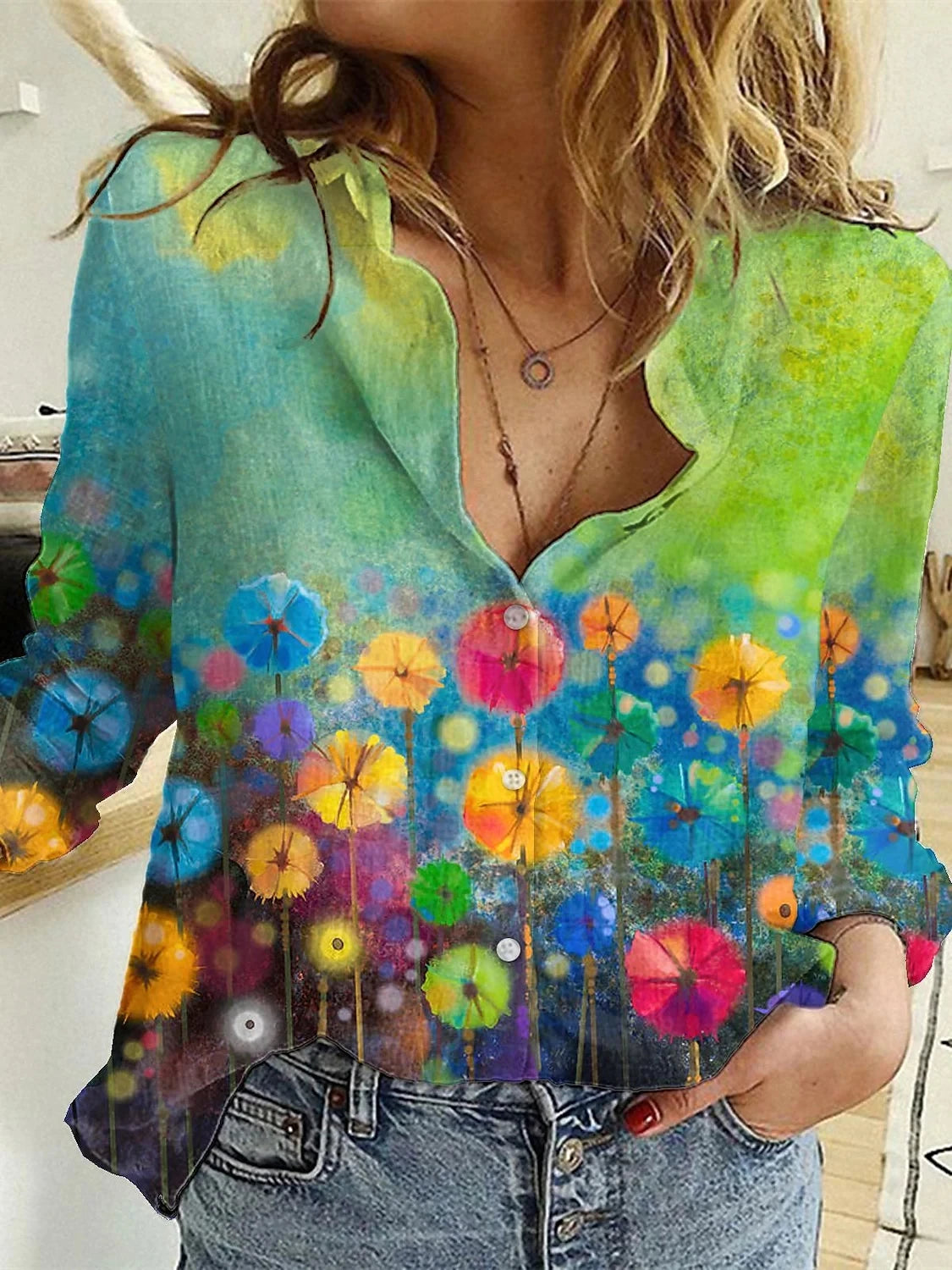 Elegant Loose Shirt Woman Weekend Casual Woman Shirt Long sleeve