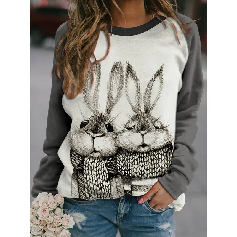 Colorful Dragonfly Hoodie Cute Rabbit 3D Print Women Hoodies Streetwear