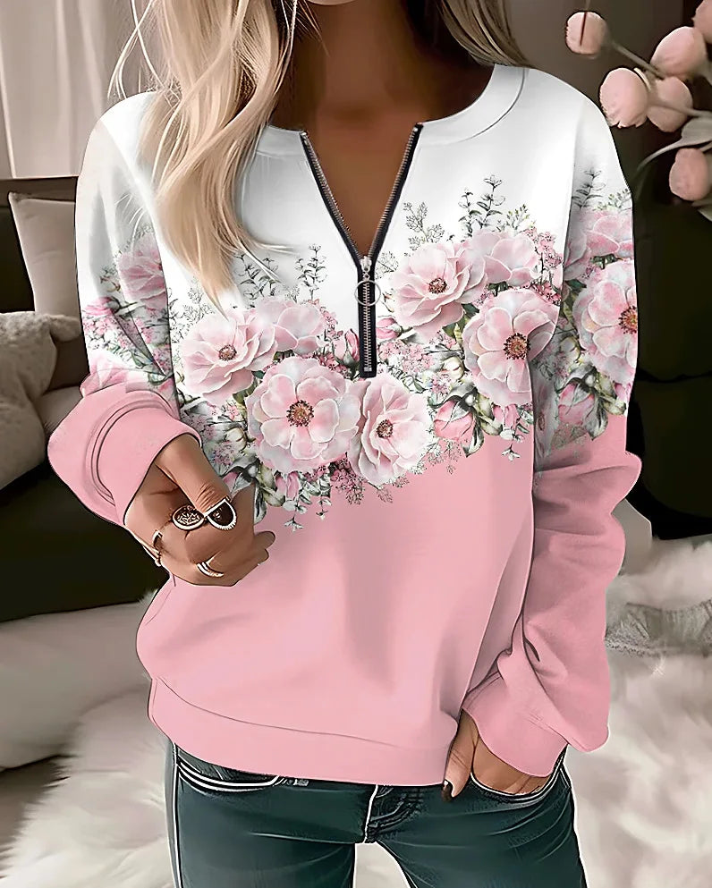 Women's Hoodies Women Fashion Floral Hoodies Flower Painting Sweatshirt
