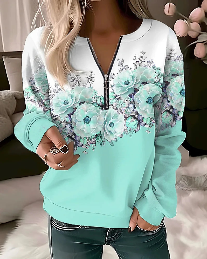 Women's Hoodies Women Fashion Floral Hoodies Flower Painting Sweatshirt