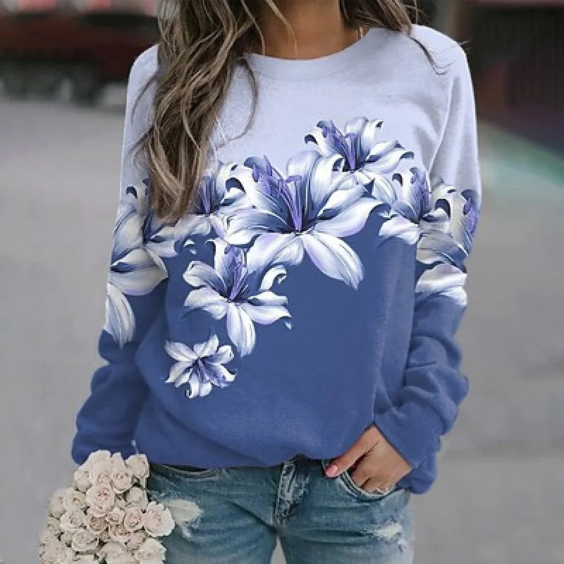 Flower Hoodies Floral Oil Painting 3D Print Sweatshirts Women