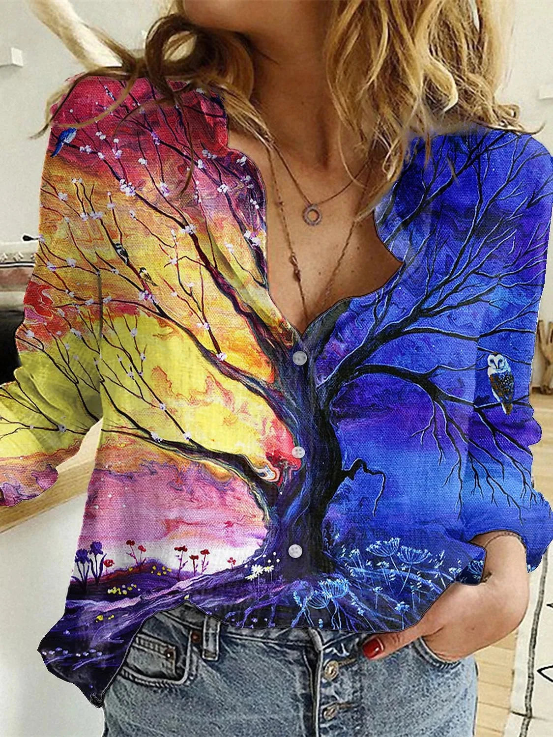 Elegant Loose Shirt Woman Weekend Casual Woman Shirt Long sleeve