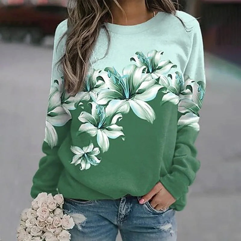 Flower Hoodies Floral Oil Painting 3D Print Sweatshirts Women
