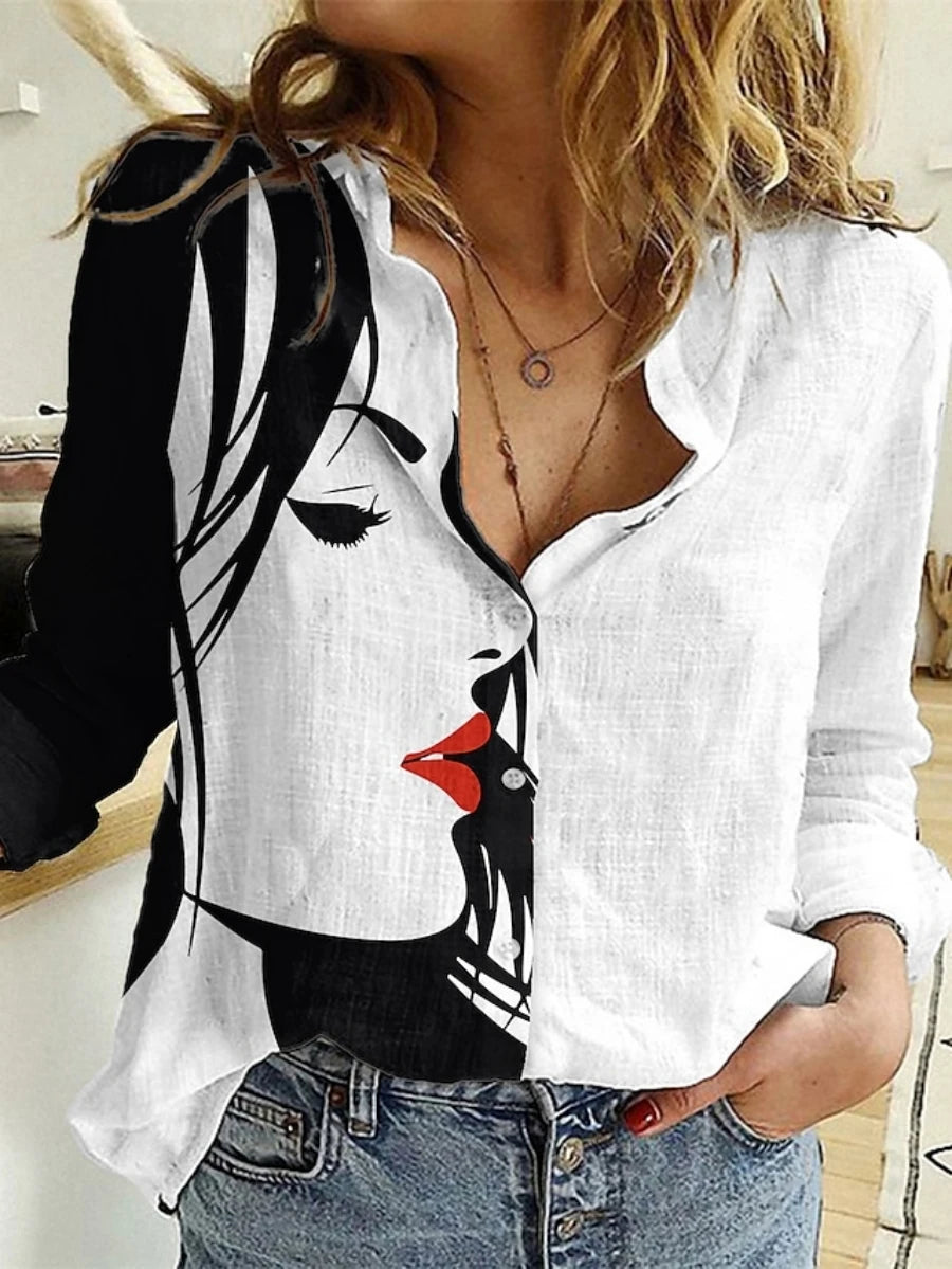 Elegant Loose Shirt Woman Weekend Casual Woman Shirt Long sleeve