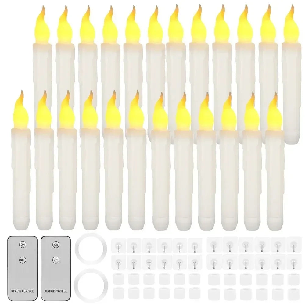 Floating LED Candles with Magic Wand Remote Control Flameless Remote Taper Electronic Candle Christmas Party Decor Candle Lights