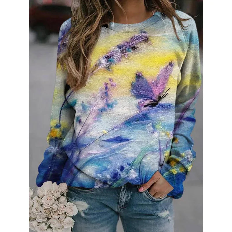 Colorful Dragonfly Hoodie Cute Rabbit 3D Print Women Hoodies Streetwear